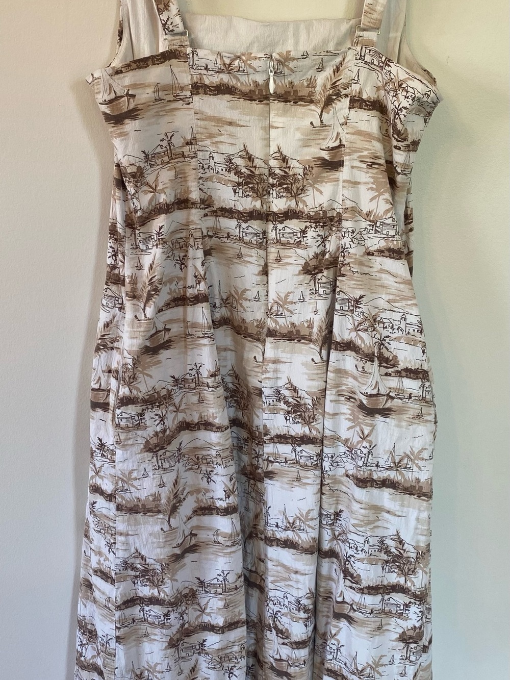 Abercrombie & Fitch The Mila Stretch Midi Dress w/ Tropical Light Brown Pattern - Picture 9 of 11